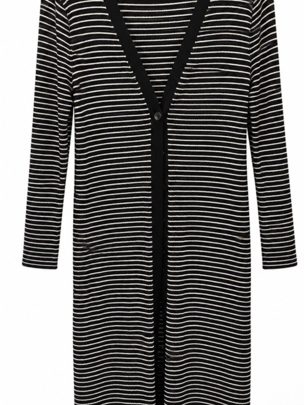 a new day Black and White Striped Long Cardigan